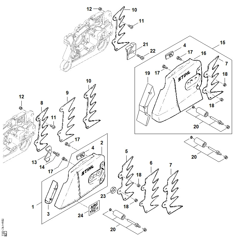 STIHL 1122-664-0500 Velkam positie 5 technische tekening