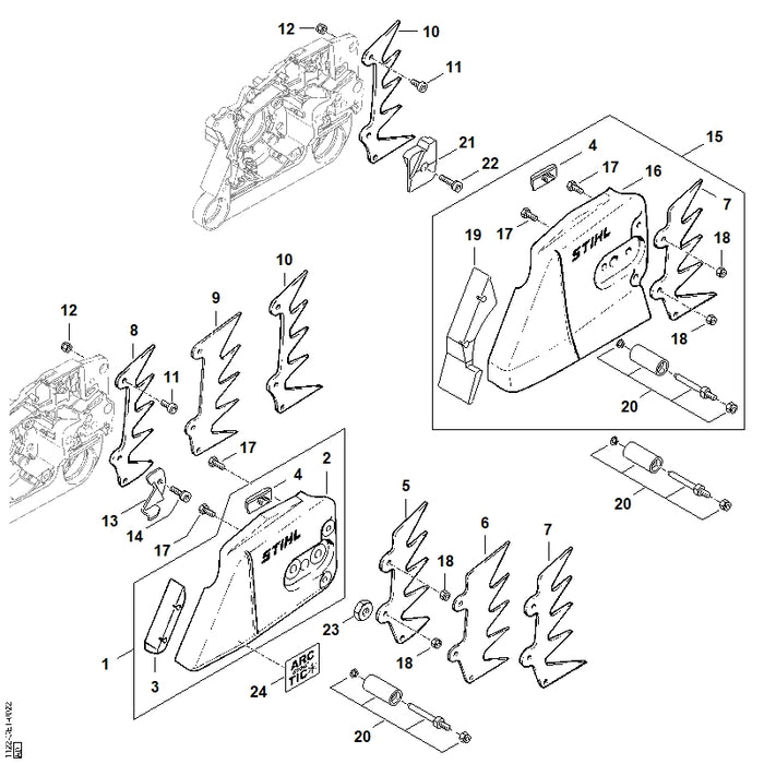 STIHL 1122-664-0500 Velkam positie 5 technische tekening