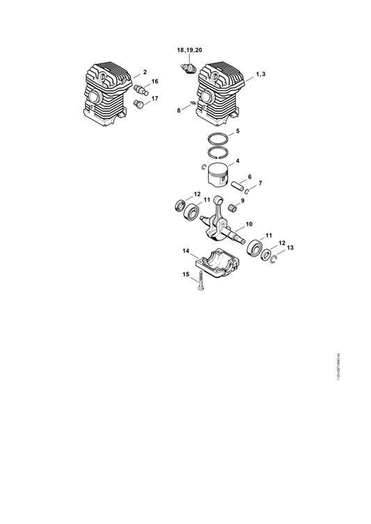 STIHL 1123-030-2016 Zuiger Ø 42,5 mm positie 4 technische tekening