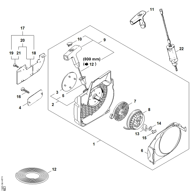 STIHL 1123-190-2900 Startkoord Ø 3,5 positie 22 technische tekening