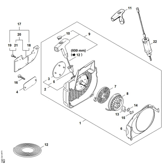 STIHL 1123-967-1510 Typeplaatje MS 210 positie 3 technische tekening