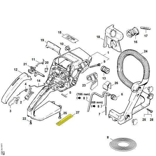 STIHL 1123-141-4000 Schuif positie 19 technische tekening
