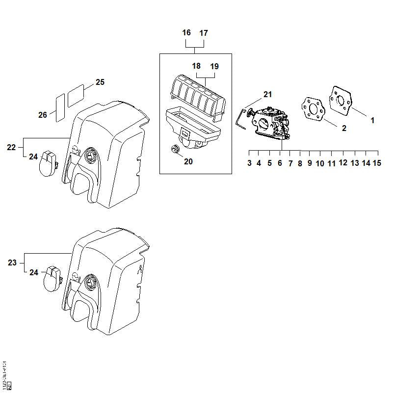 STIHL 1123-120-0606 Carburateur C1Q-S84H positie 7 technische tekening