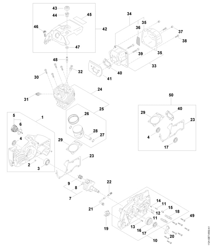 STIHL 1124-020-2604 Carter LS positie 1 technische tekening
