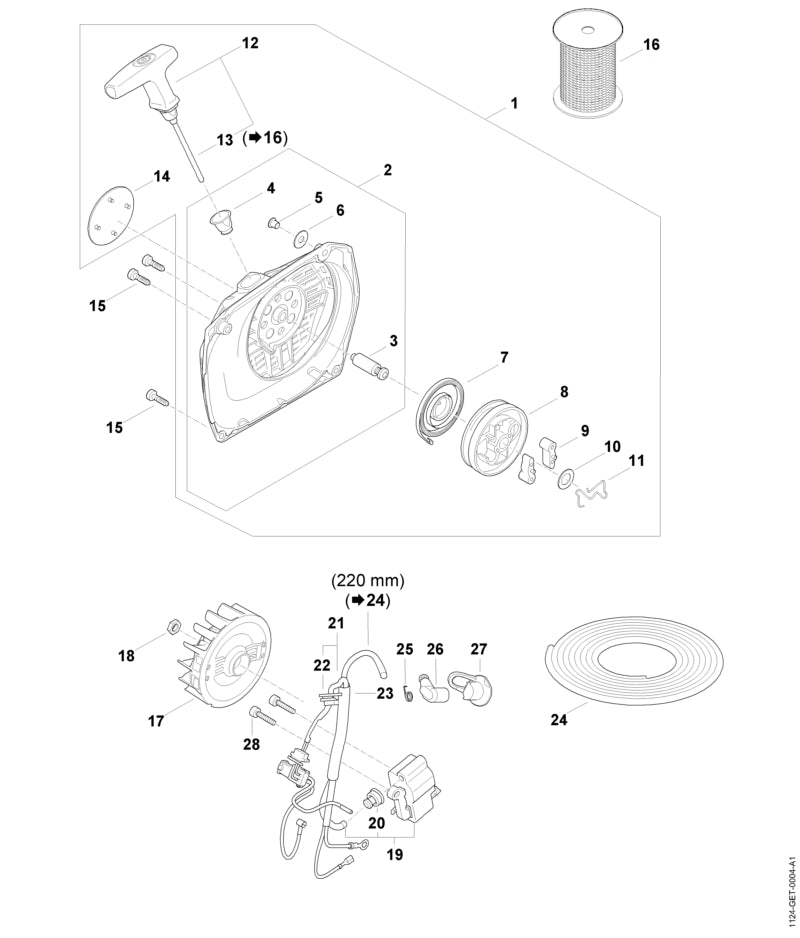 STIHL 1124-080-1803 Ventilatorhuis positie 2 technische tekening