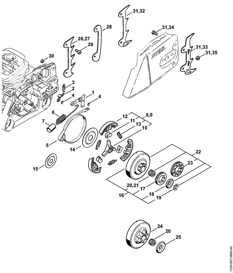 STIHL 1142-664-0500 Velkam positie 32 technische tekening