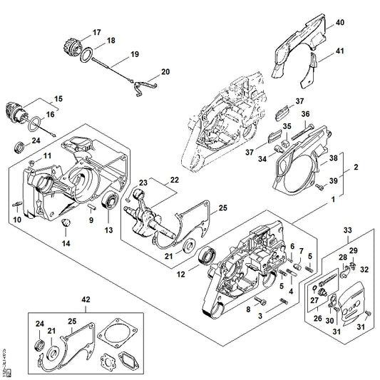 STIHL 1125-020-2120 Carter positie 1 technische tekening