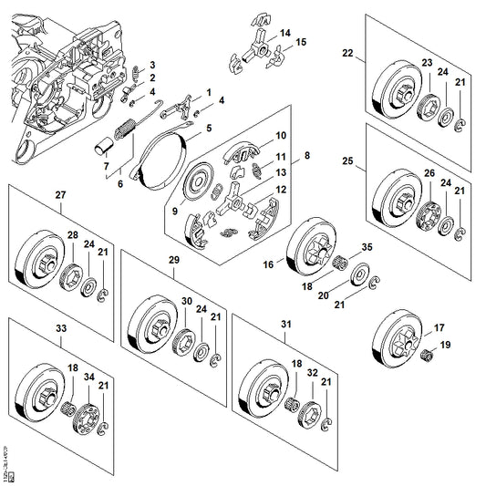 STIHL 1125-007-1041 Set ringkettingtandwiel 3/8" 7t positie 31 technische tekening