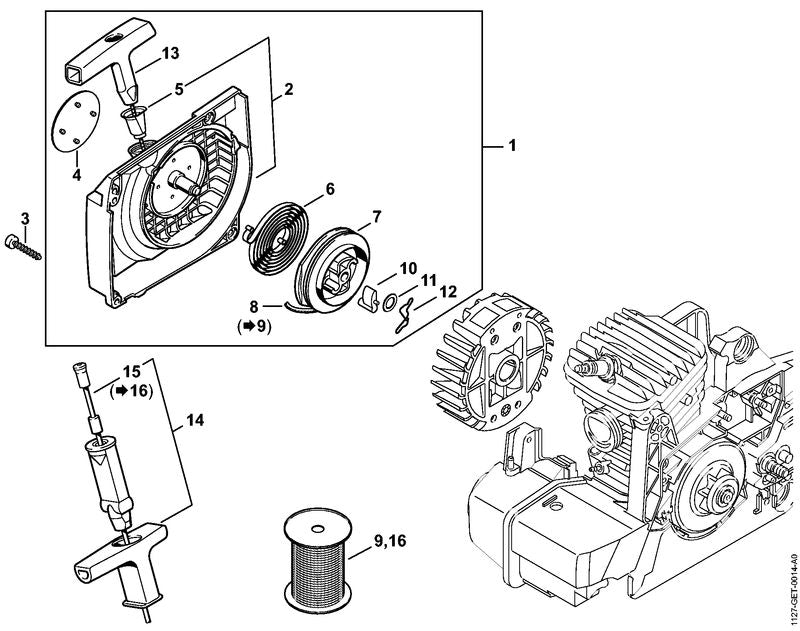 STIHL 1127-967-1501 Typeplaatje MS 290 positie 4 technische tekening