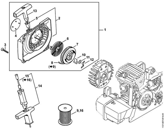 STIHL 1127-967-1501 Typeplaatje MS 290 positie 4 technische tekening