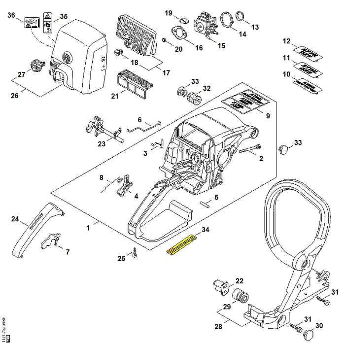 STIHL 1127-120-1611 Luchtfilter bevlokt positie 17 technische tekening