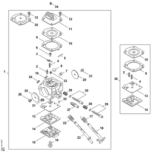 STIHL 1128-122-6803 Stelschroef stat. toerental positie 30 technische tekening