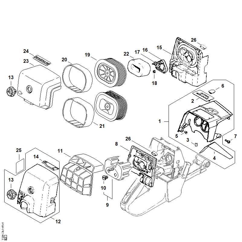STIHL 1128-120-4101 Demper positie 9 technische tekening