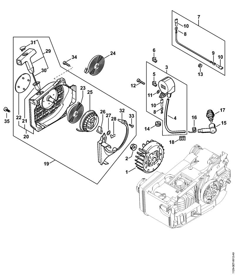 STIHL 1129-967-1503 Typeplaatje MS 200 T positie 22 technische tekening