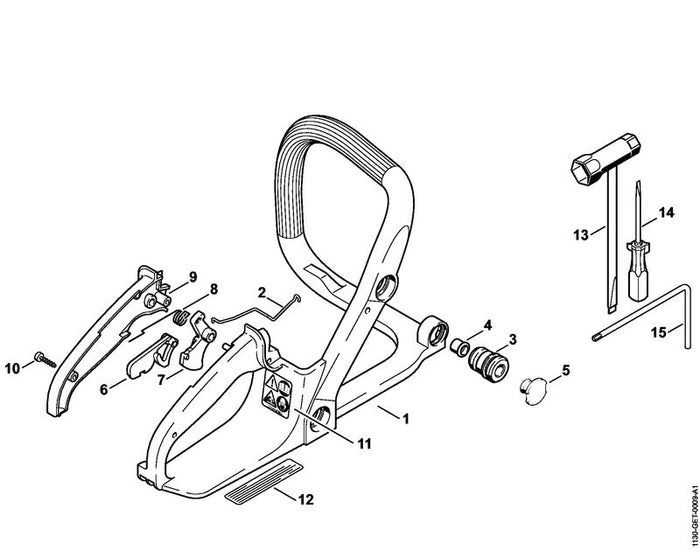 STIHL 1117-182-4500 Knieveer positie 8 technische tekening