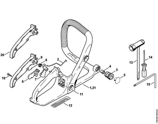 STIHL 1130-791-0600 Handgreepkom positie 20 technische tekening