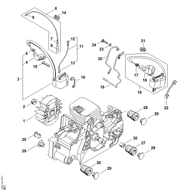 STIHL 1130-791-5900 Aanslagrubber positie 25 technische tekening