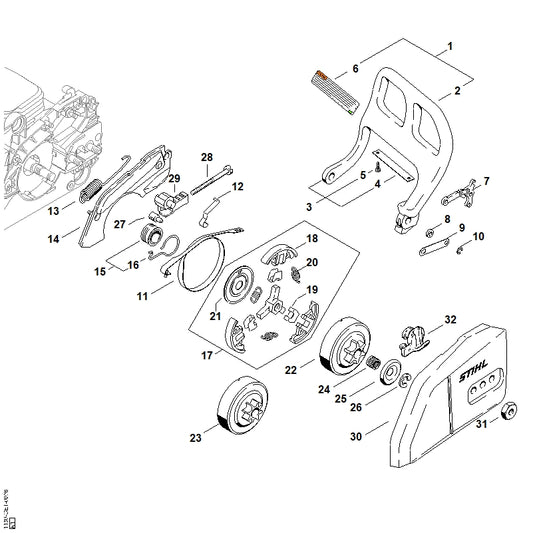 STIHL 1130-021-1100 Deksel positie 14 technische tekening