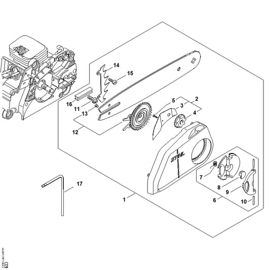 STIHL 1123-660-3001 Spanring positie 12 technische tekening