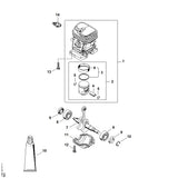 STIHL 1130-020-1213 Cilinder m. zuiger Ø 38 mm positie 1 technische tekening