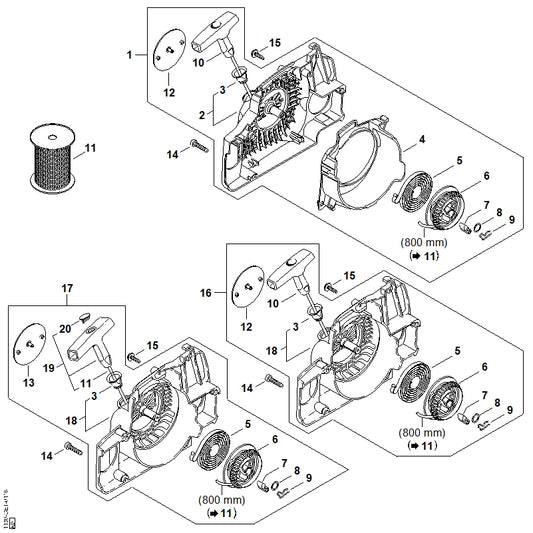 STIHL 1130-967-1506 Typeplaatje MS 180 C positie 13 technische tekening