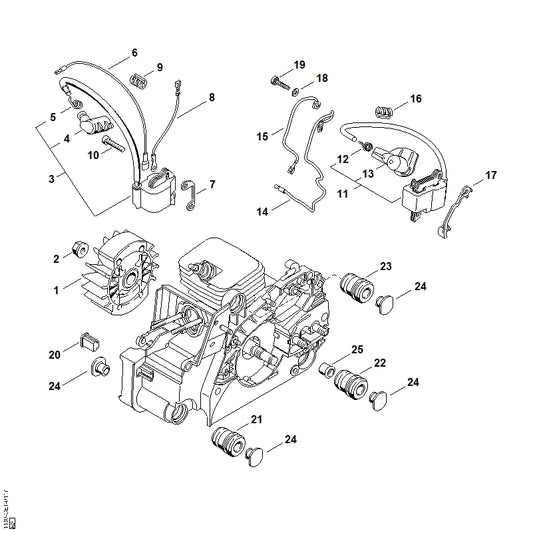 STIHL 1130-400-1310 Ontstekingsmoduul positie 11 technische tekening