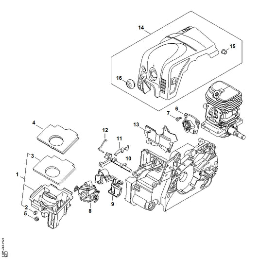 STIHL 1130-120-0612 Carburateur C1Q-S286D positie 8 technische tekening