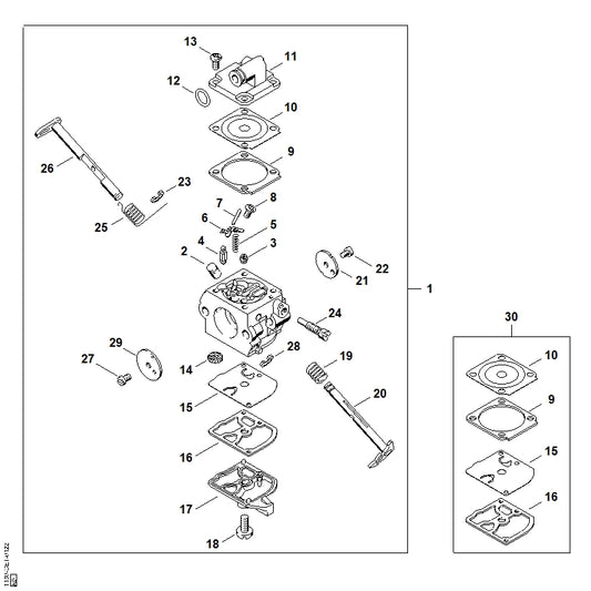 STIHL 1123-121-5602 Vaste sproeier 0.46 positie 3 technische tekening