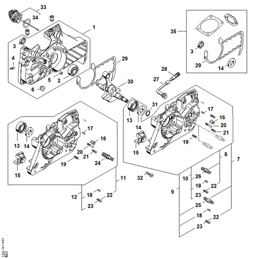STIHL 1135-020-2914 Carter lagers positie 10 technische tekening