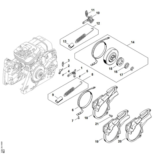 STIHL 1135-021-1100 Deksel positie 18 technische tekening