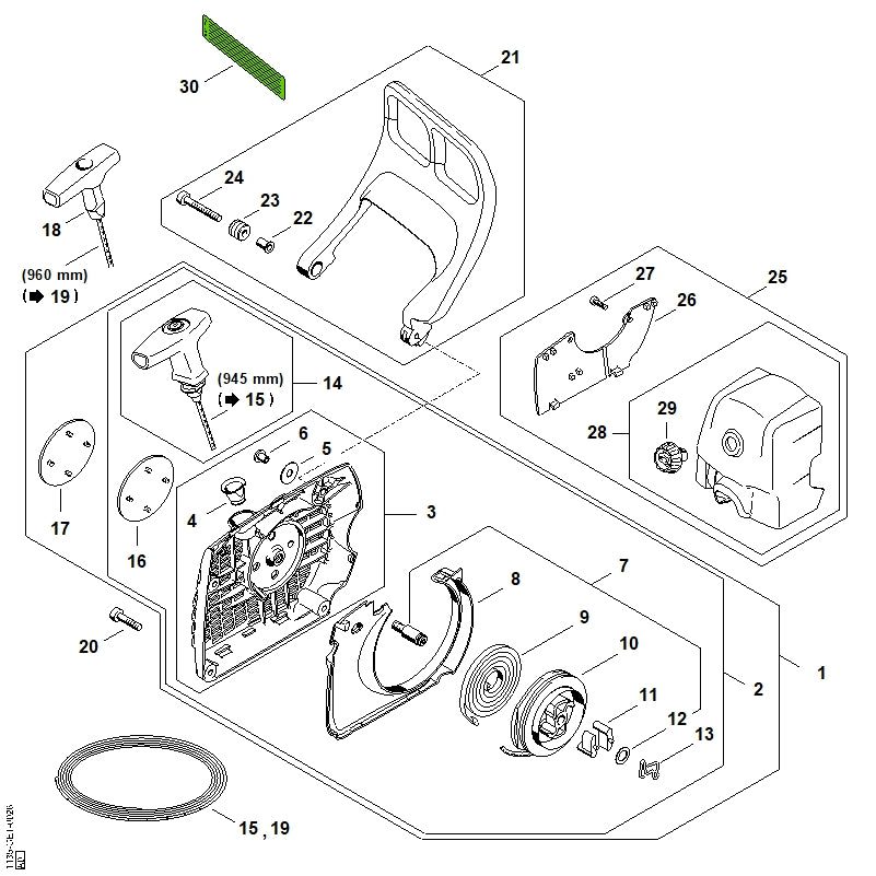 STIHL 1135-967-1501 Typeplaatje MS 361 C positie 17 technische tekening