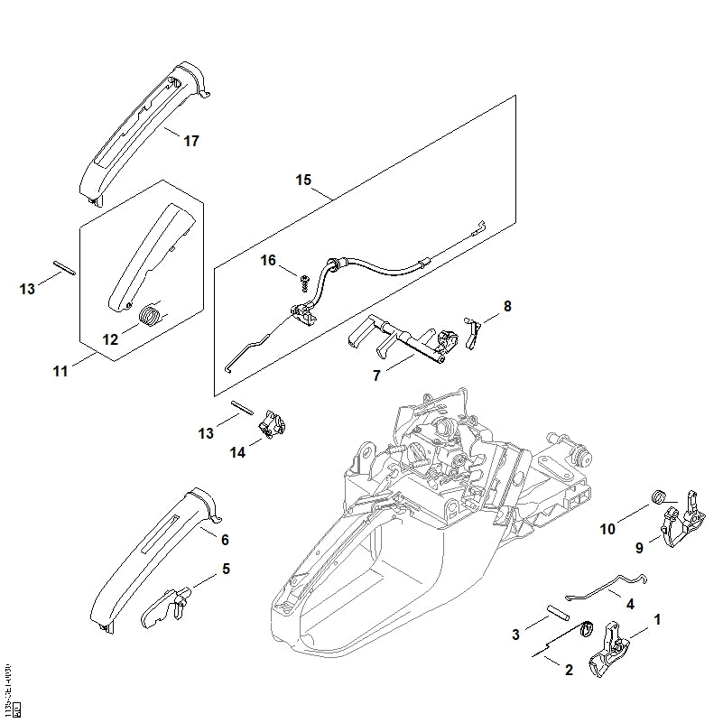 STIHL 1135-791-0601 Handgreepkom positie 17 technische tekening
