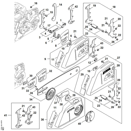 STIHL 1135-640-1703 Kettingtandwieldeksel positie 9 technische tekening