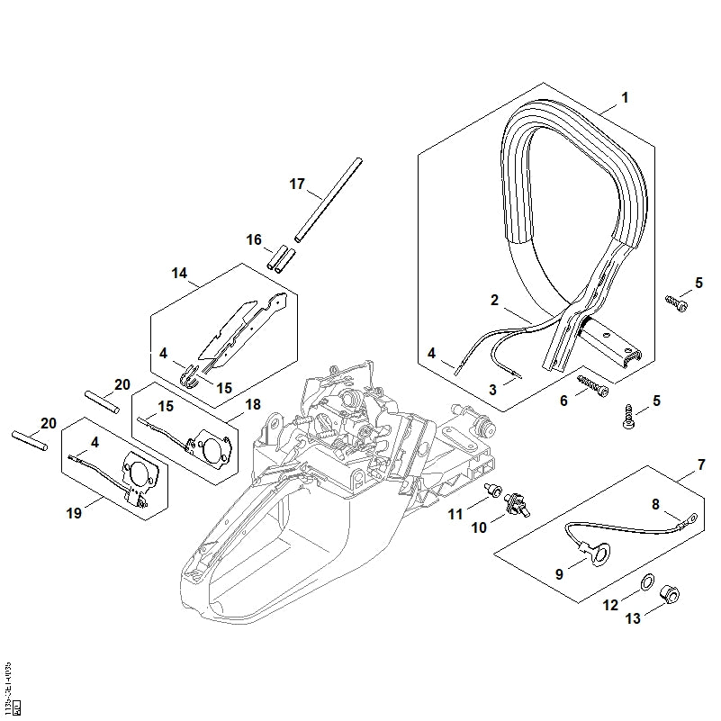 STIHL 1135-790-1700 Handgreep positie 1 technische tekening