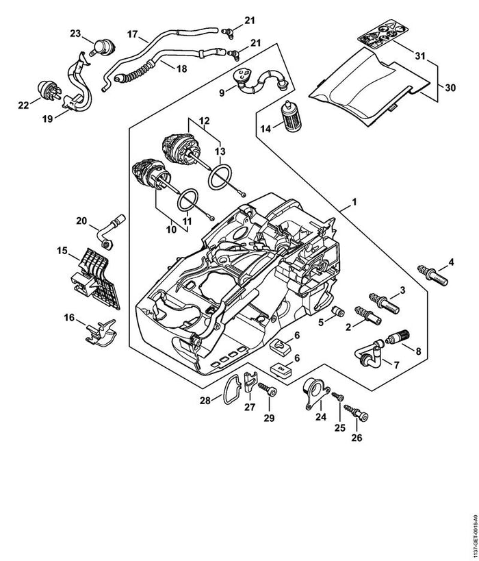 STIHL 1137-350-5002 Pijp positie 17 technische tekening