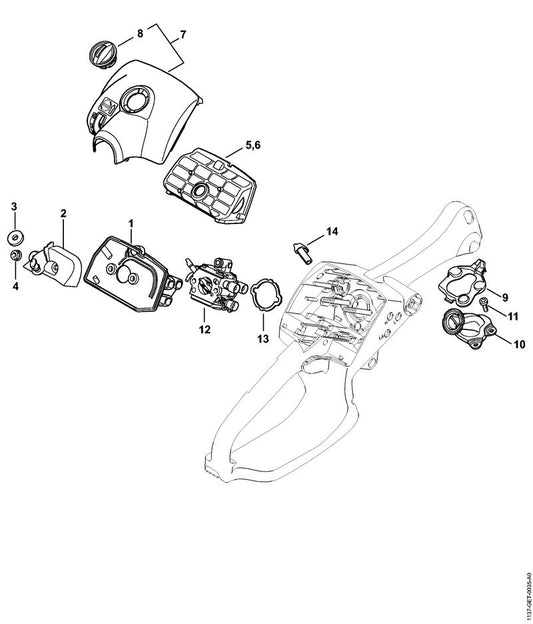 STIHL 1137-140-1904 Carburateurkastdeksel positie 7 technische tekening