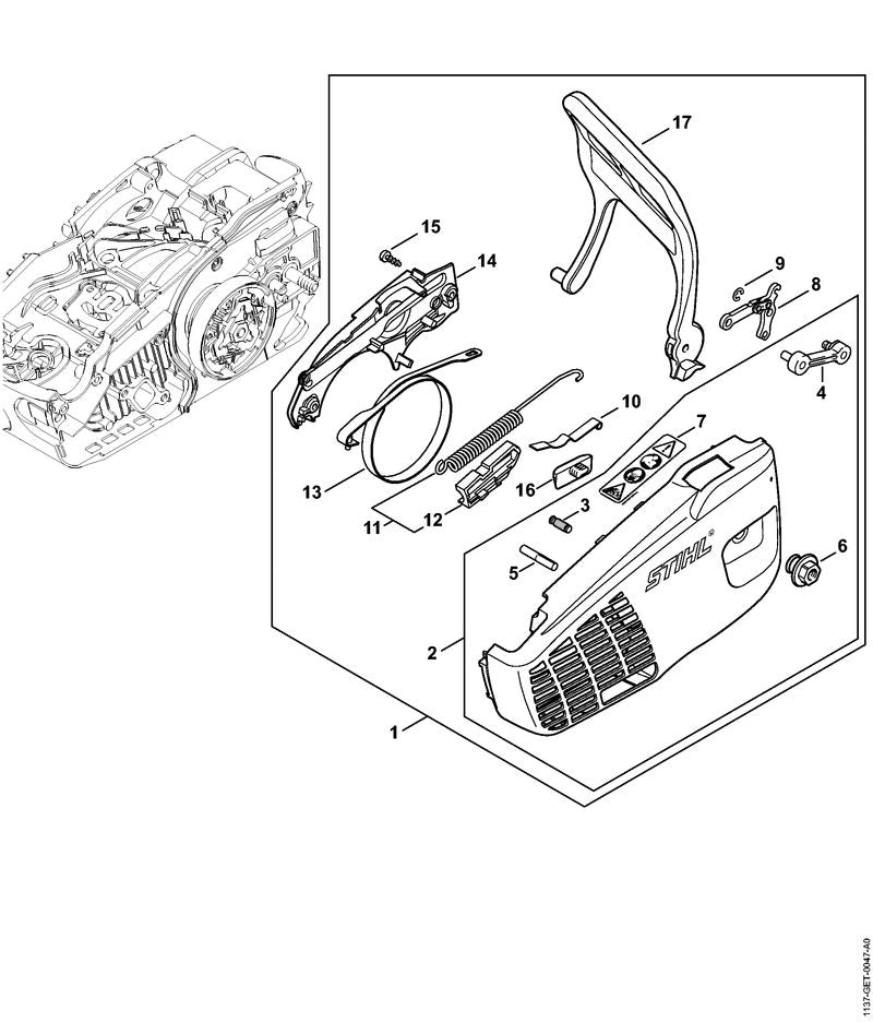 STIHL 1137-640-1716 Kettingtandwieldeksel positie 1 technische tekening
