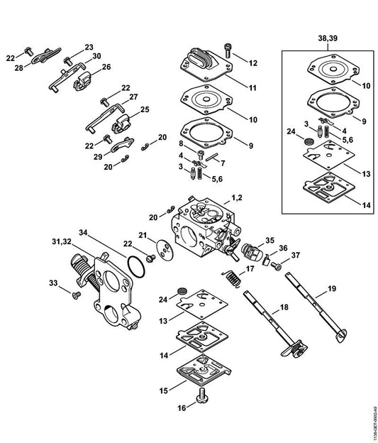 STIHL 1138-121-2900 Chokeklep positie 21 technische tekening