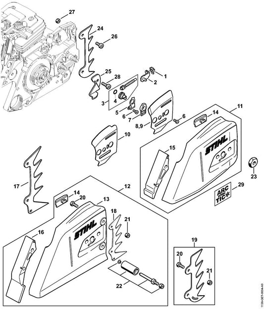STIHL 1138-664-1000 Zijplaat binnen positie 10 technische tekening