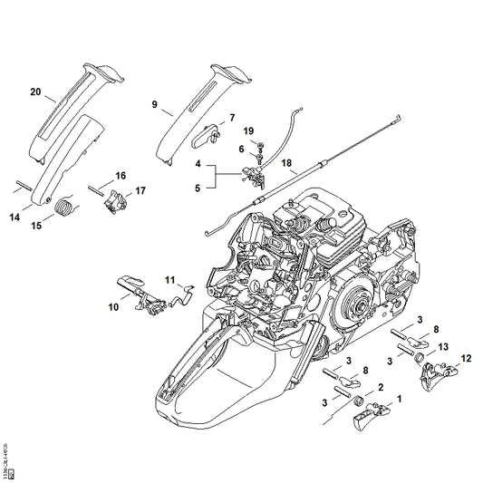 STIHL 1138-180-1500 Gashendel positie 12 technische tekening