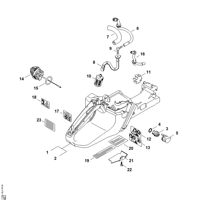 STIHL 1138-350-0807 Tankhuis positie 1 technische tekening