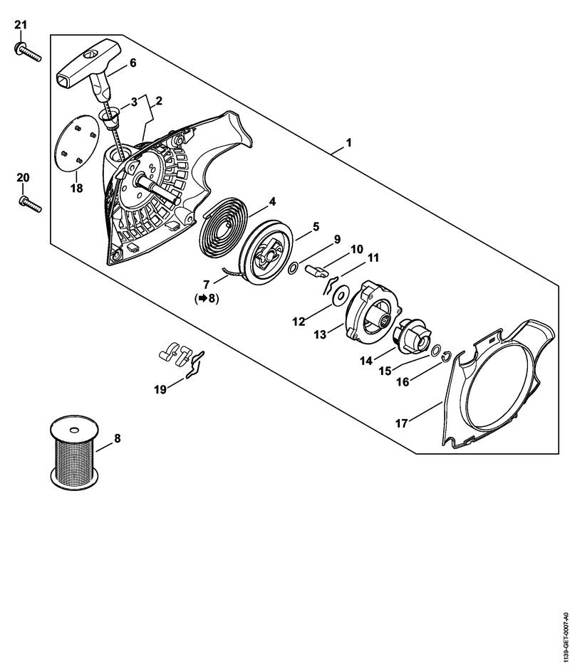 STIHL 1139-195-2000 Meenemer positie 14 technische tekening