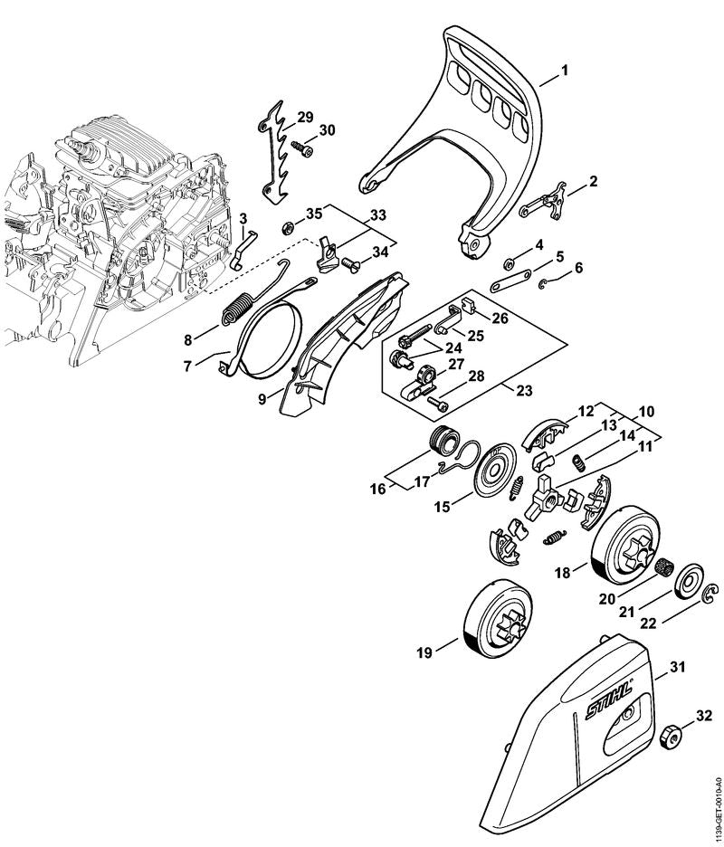 STIHL 1139-640-1700 Kettingtandwieldeksel positie 31 technische tekening