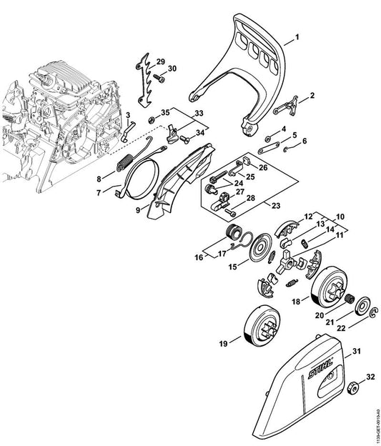 STIHL 1139-640-1700 Kettingtandwieldeksel positie 31 technische tekening