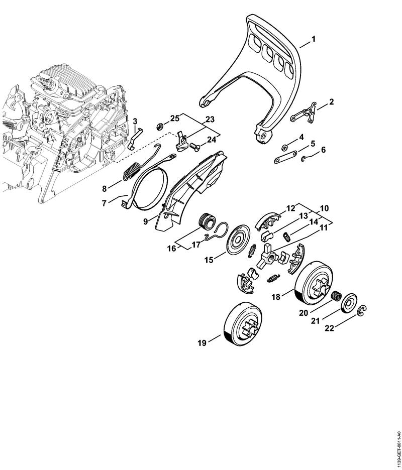STIHL 1139-160-2000 Koppeling positie 10 technische tekening