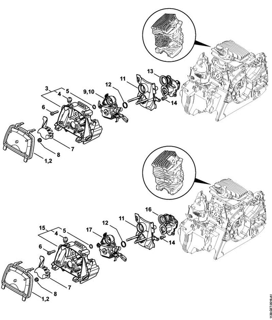 STIHL 1139-120-0624 Carburateur 1139/24 positie 9 technische tekening