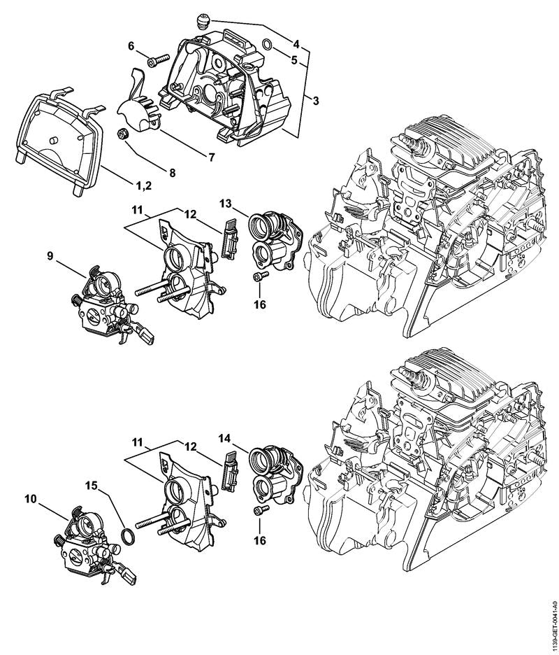 STIHL 1139-121-2501 Schuif positie 12 technische tekening