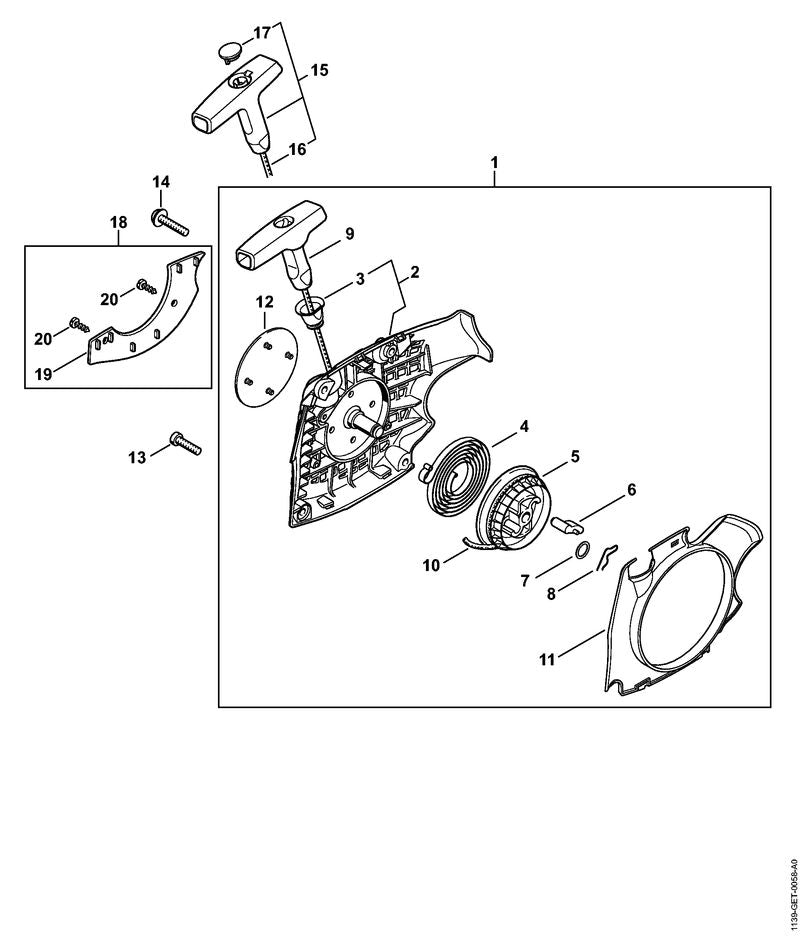 STIHL 1139-967-1500 Typeplaatje MS 171 positie 12 technische tekening