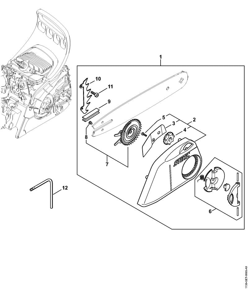 STIHL 1139-648-3800 Afdekplaat positie 3 technische tekening