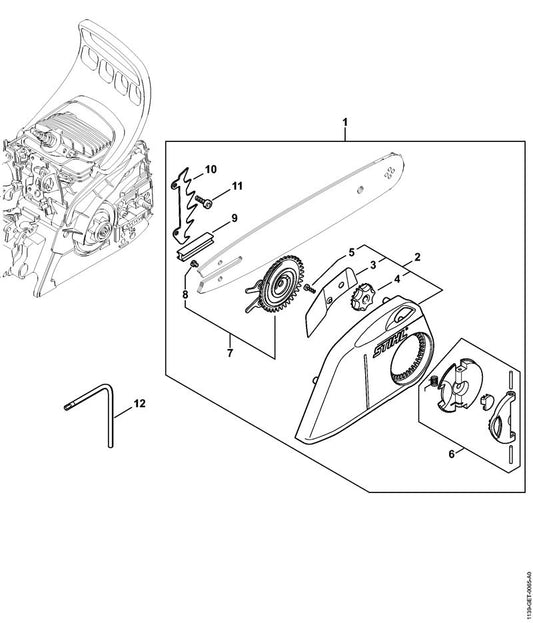 STIHL 1139-648-3800 Afdekplaat positie 3 technische tekening